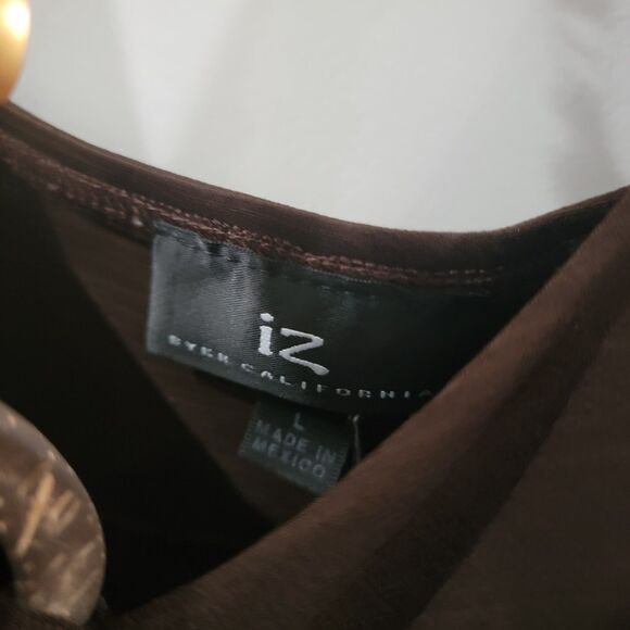 Vintage Y2K Iz Byer Babydoll Top Size Large Brown Halter Beaded - Picture 4 of 4